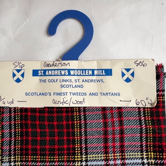 ST. ANDREWS WOOLLEN MILL Fabric Anderson Plaid Tartan 3/4 yd x 60 NEW Wool Blend - Picture 5 of 5